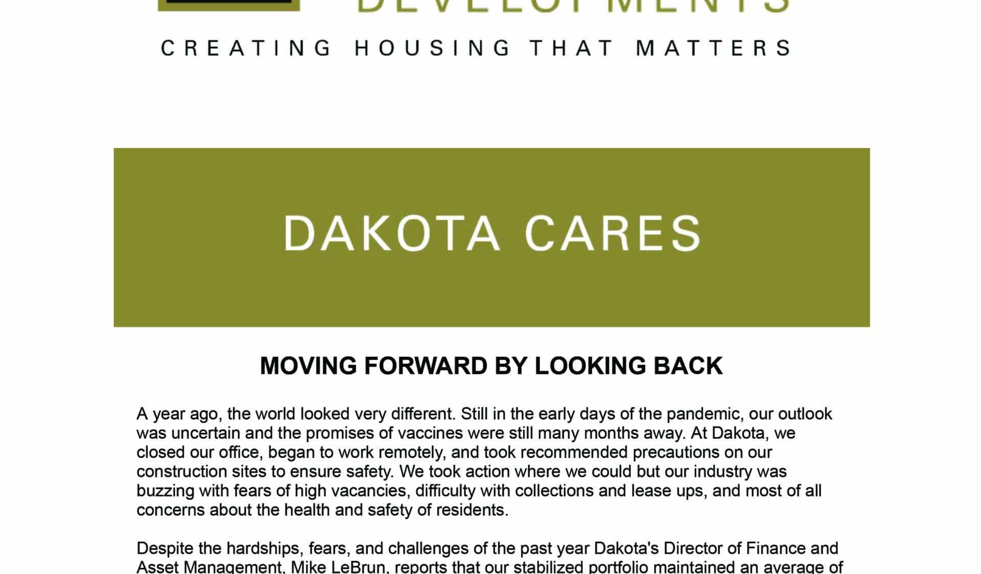 June 2021 – Dakota Developments